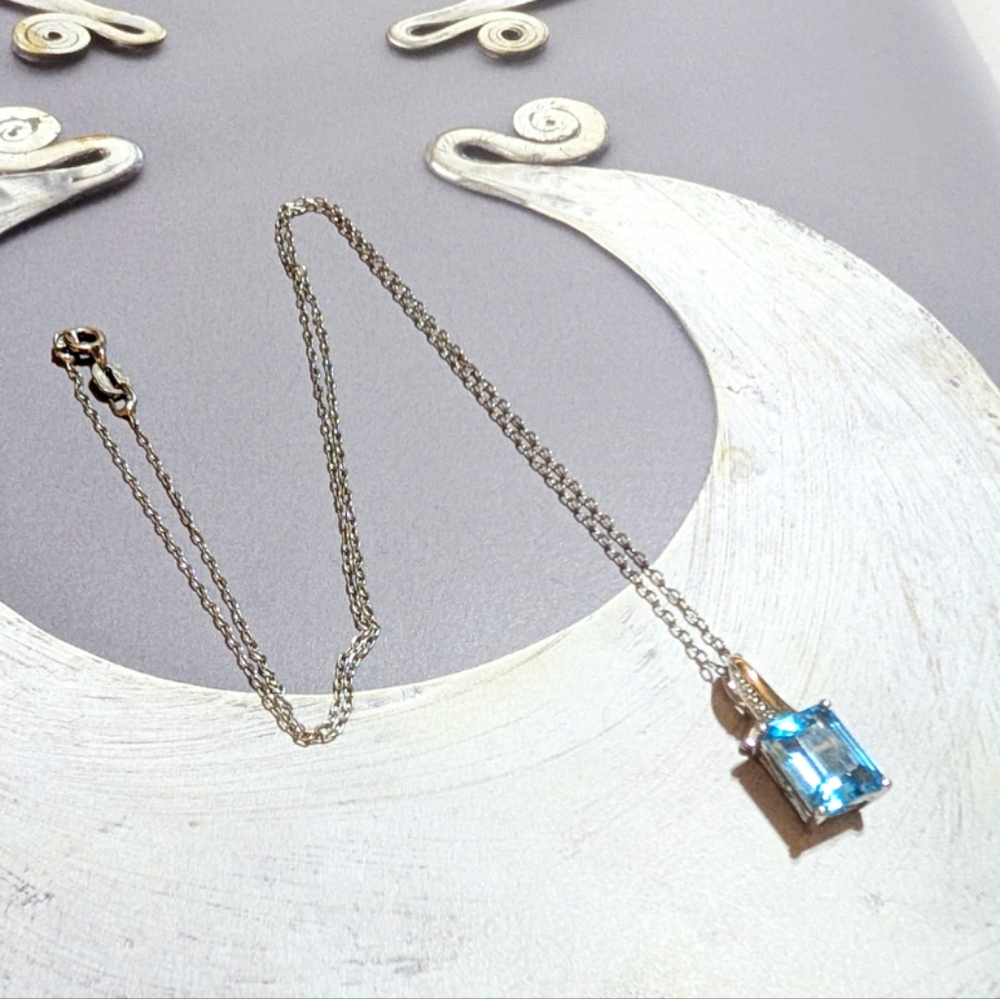 Alwand Vahan 10kt and Sterling 3ct Swiss Blue Topaz Necklace - Picture 7 of 8